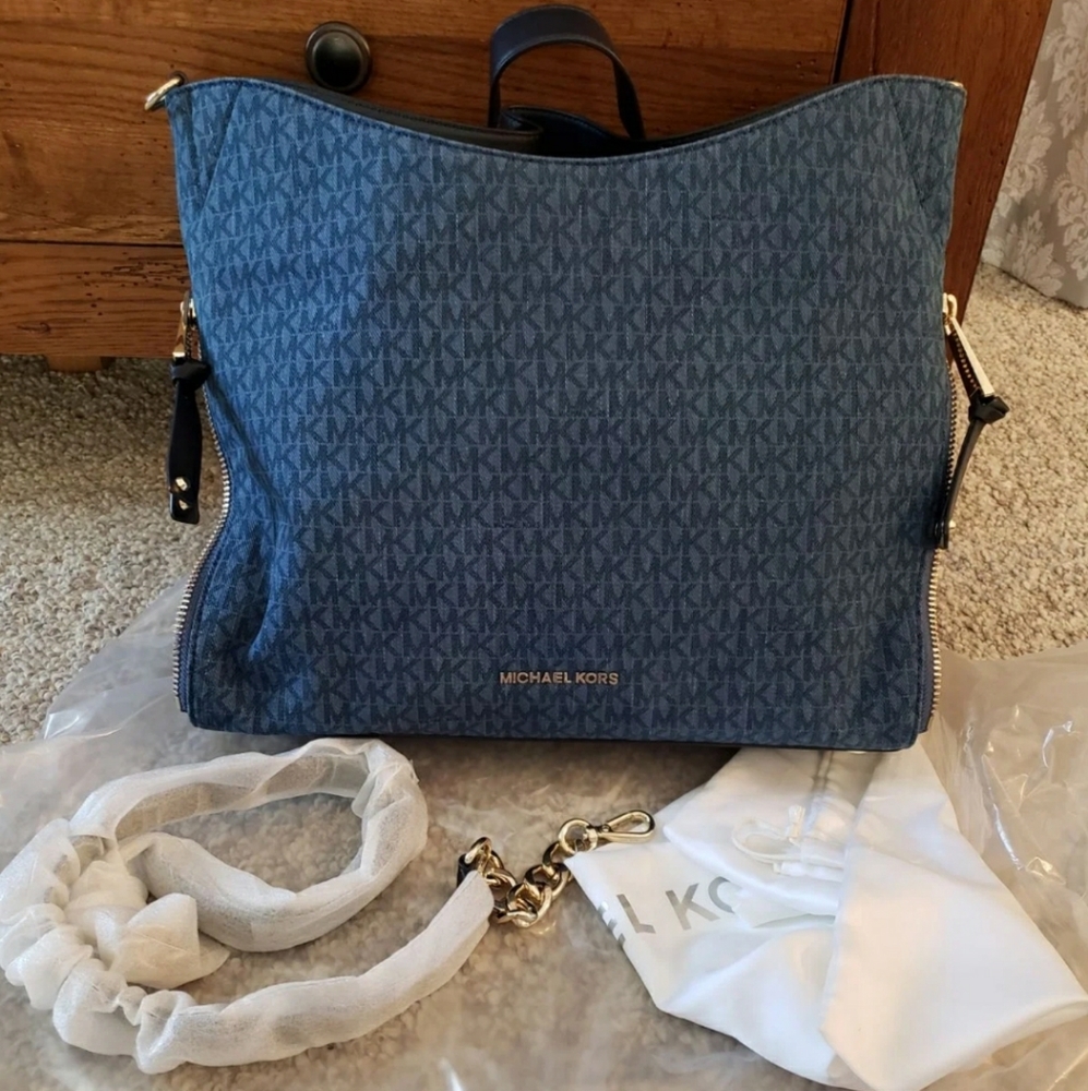 Michael Kors Devon Denim Tote,handbag NWT - Picture 1 of 7